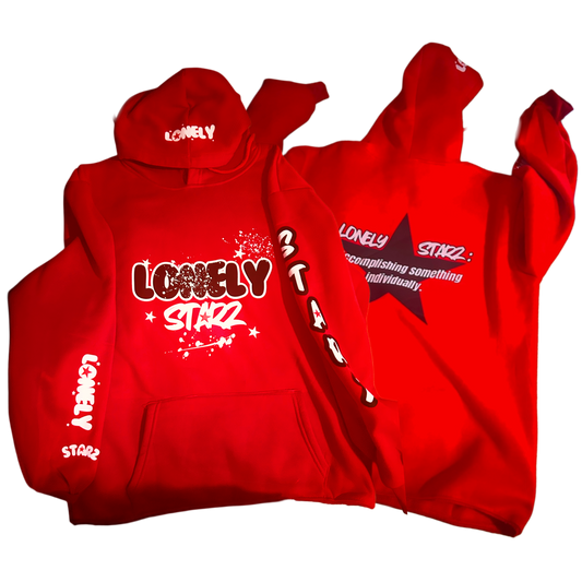 LONELYSTARZ CROPPED  HOODIE-RED