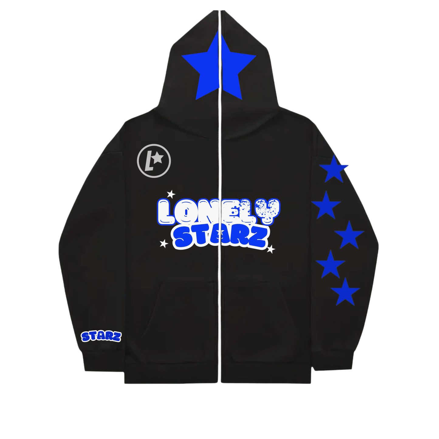 LONELYSTARZ:BLUE & BLACK STAR FULL ZIP HOODIE